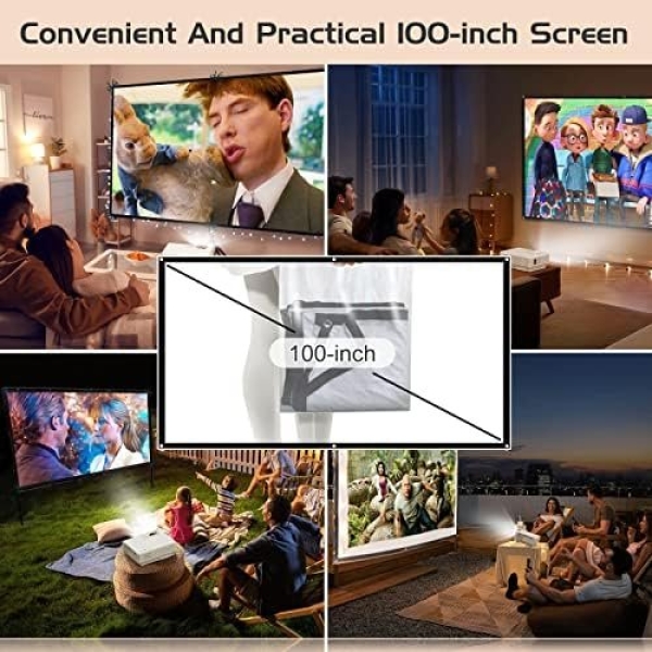 2023 Projector with 100'' Projector Screen, Mini Projector Bluetooth, Latest - Image 3
