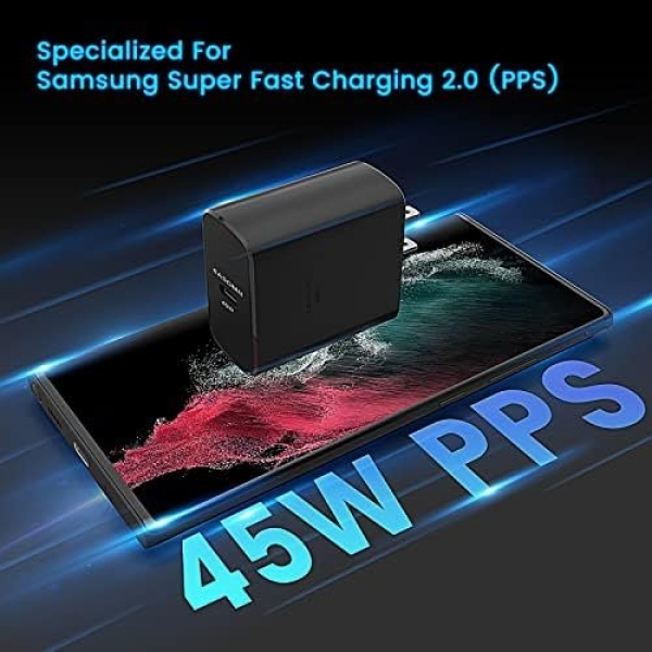 45W Super Fast Charger Type C, [2 PACK] 45 Watt USB-C PD/PPS Wall Charging Block - Image 2