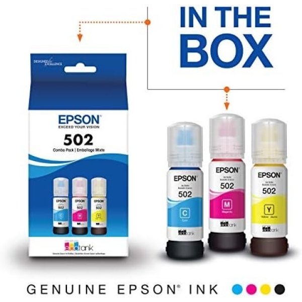 EPSON 502 EcoTank Ink Ultra-high Capacity Bottle Color Combo Pack Works - Image 2