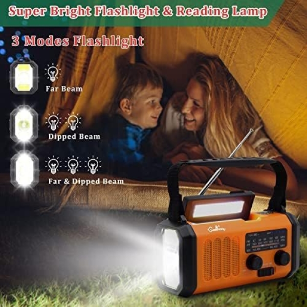 Emergency Hand Crank Weather Radio with 10000mAh Battery Backup,Type-C Charging - Image 6