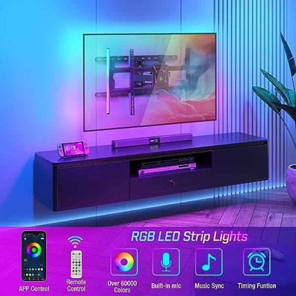 Greenstell TV Mount with LED Lights, TV Wall Mount for 47-84 Inch TVs, Full - Image 2