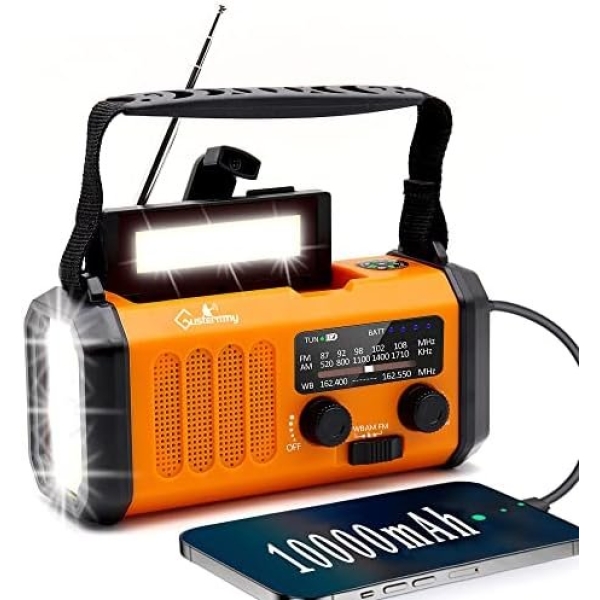 Emergency Hand Crank Weather Radio with 10000mAh Battery Backup,Type-C Charging