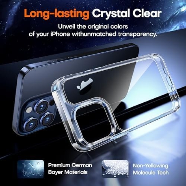 TAURI 5 in 1 for iPhone 15 Pro Case Clear, [Not-Yellowing] with 2X Screen - Image 5