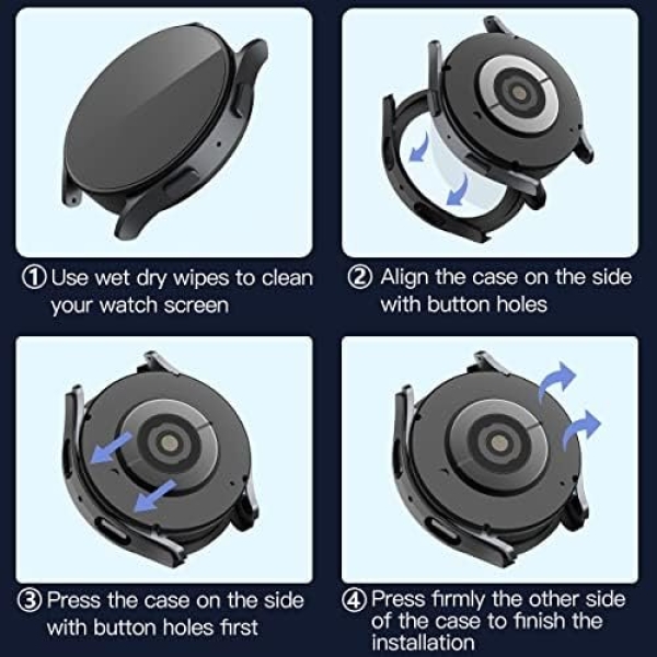 Langboom Black Hard Case Compatible with Samsung Galaxy Watch 5 Galaxy Watch 4 - Image 6