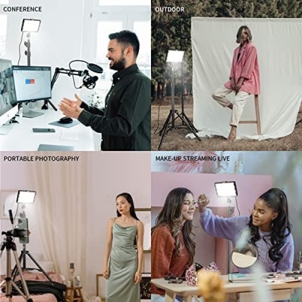 Photography Video Lighting Kit, LED Studio Streaming Lights W/70 Beads & Color - Image 6
