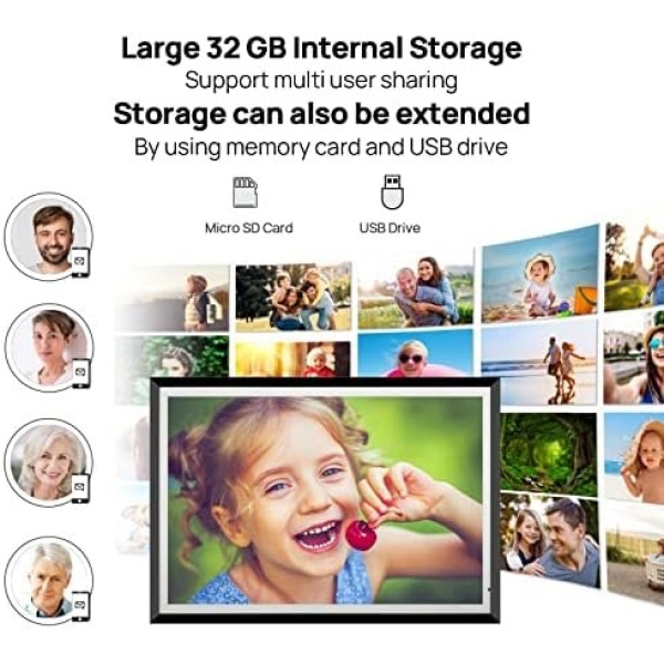 32GB 13.5 Inch Wi-Fi Digital Picture Frame with 3K IPS LCD Touch Screen - Image 5