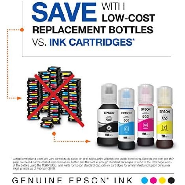 EPSON 502 EcoTank Ink Ultra-high Capacity Bottle Color Combo Pack Works - Image 4