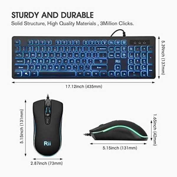 Rii Three Colors Backlit Business Keyboard,Gaming Keyboard and Mouse Combo - Image 2