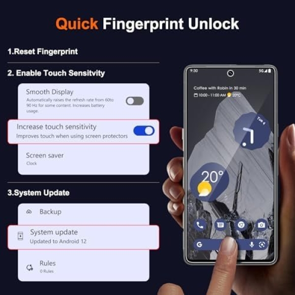 UniqueMe for Google Pixel 8 Screen Protector, [Compatible Fingerprint Unlock] - Image 3