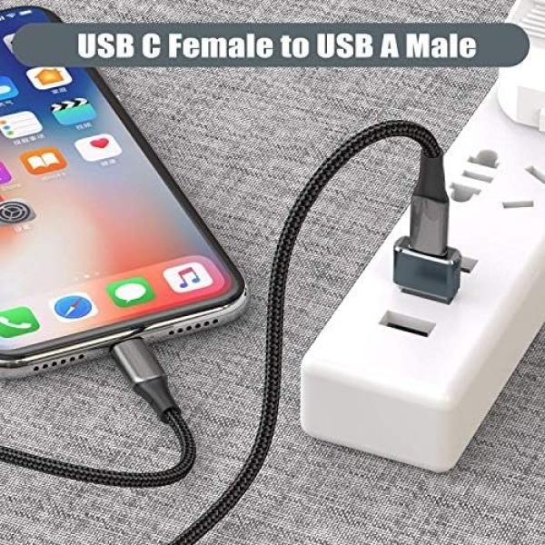 USB C Female to USB Male Adapter (3 Pack),Type C to USB A Charger Cable Adapter - Image 3
