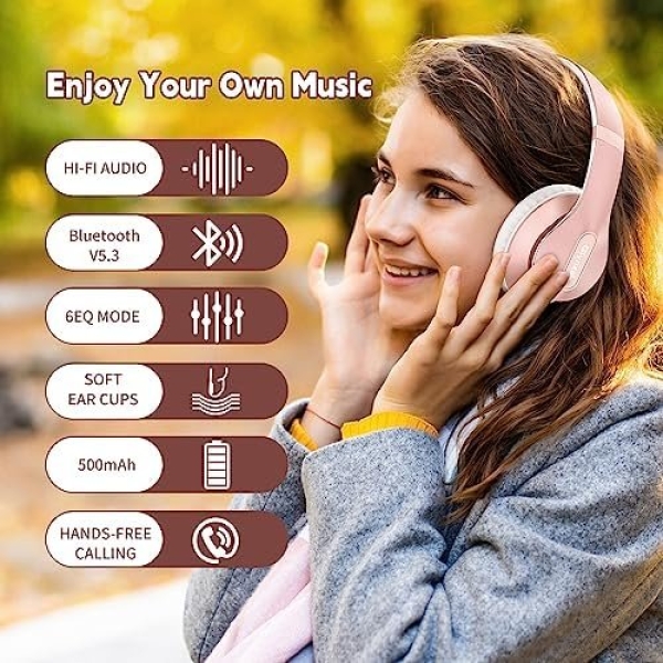 Glynzak Wireless Headphones Over Ear 65H Playtime HiFi Stereo Headset - Image 6