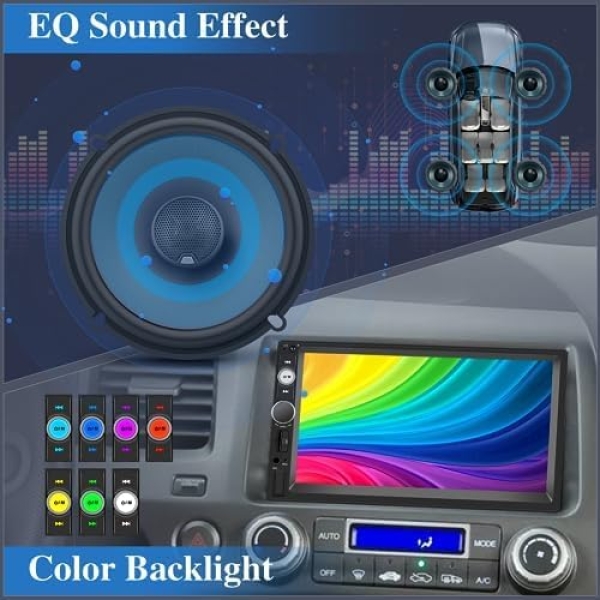 Double Din Car Radio with Bluetooth, 7 Inch Touch Screen Car Stereo, Support - Image 4