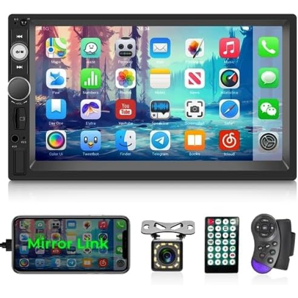 Double Din Car Radio with Bluetooth, 7 Inch Touch Screen Car Stereo, Support