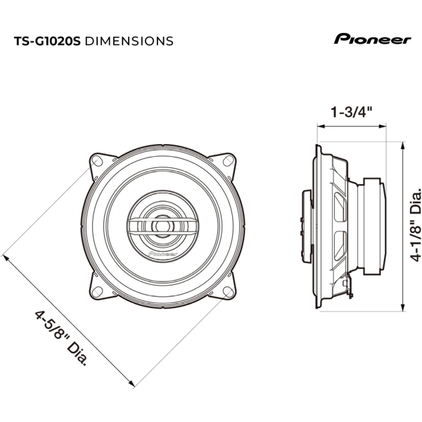 Pioneer TS-G1020S Car Speakers (Pair) - 4" 2-Way Car Coaxial Speakers, 210 Watts - Image 6