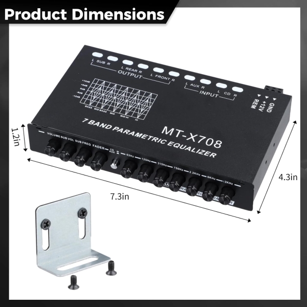 7-Band Car Audio Equalizer, Car Audio Graphic Equalizer, Car Equalizer with - Image 5