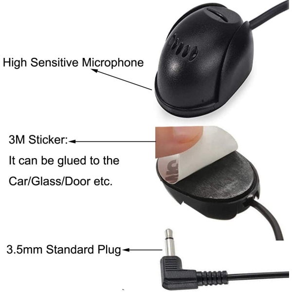 Car Microphone 3.5mm External Assembly Mic for Car Vehicle Head Unit Enabled - Image 3