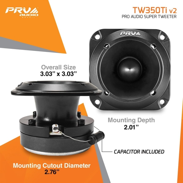PRV AUDIO Car Audio Tweeters 240 Watts Bundle TW350Ti v2 Titanium Bullet 3x3 PRO - Image 3