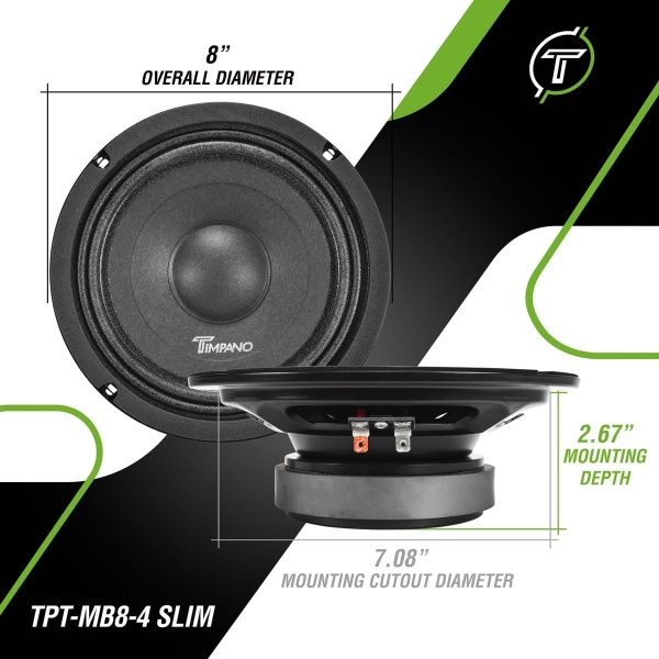 Timpano 8 Inch Shallow Car Speaker 700 Watts TPT-MB8-4 Slim Shallow Profile 4 - Image 4