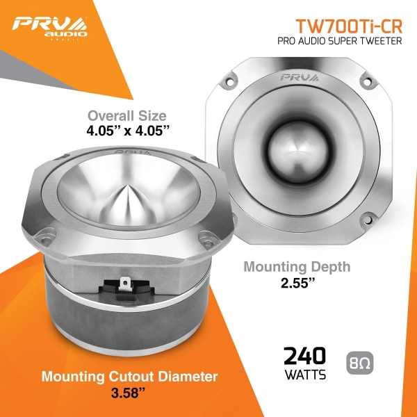 PRV AUDIO TW700Ti-CR Super Tweeter, 4" Titanium Bullet Super Tweeter 8 Ohm - Image 4