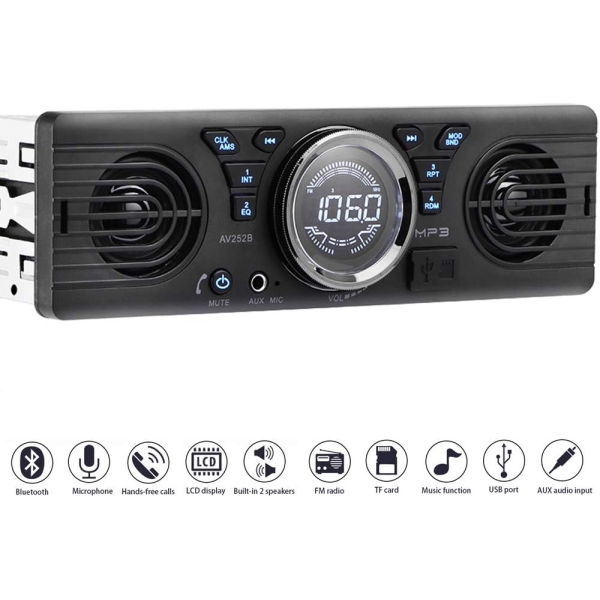 Universal 1 Din 12V in-Dash Car Radio Audio Player Built-in 2 Speaker Stereo FM