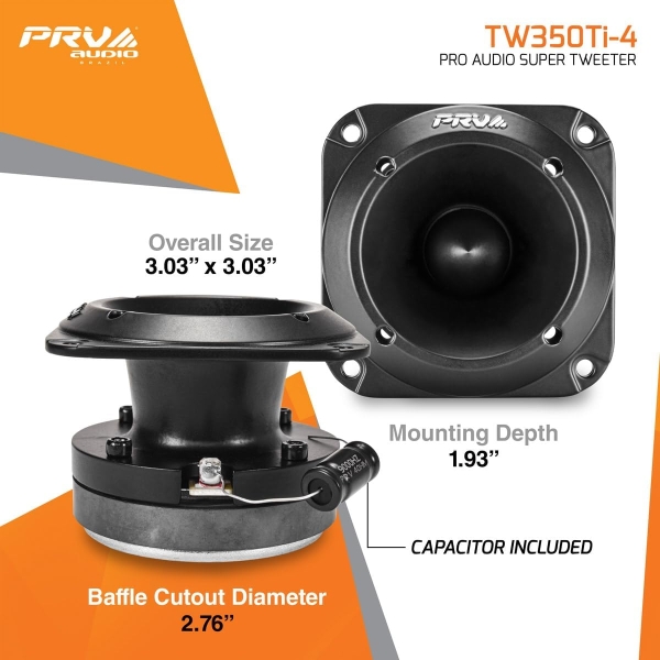 PRV AUDIO TW350Ti-4 Car Audio Tweeters 240 Watts - Titanium Bullet PRO Audio - Image 3