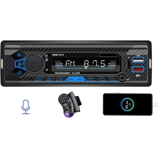 Bluetooth Single din car Stereo System for car, 7 inch Universal car Radio