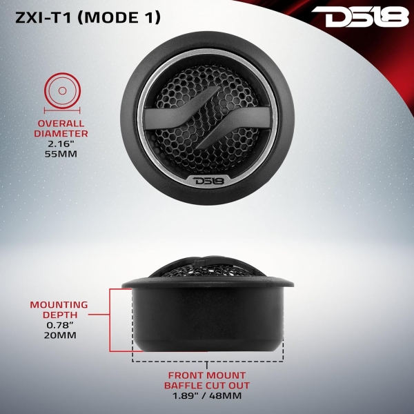 DS18 ZXI-T1 1.7 Inches Pei Dome Car Audio Tweeter with 1" Aluminum Voice Coil - Image 5