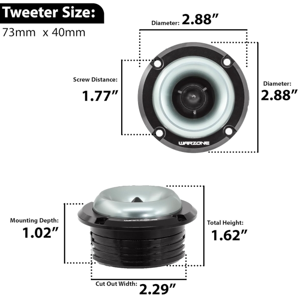 Warzone WZ20TW 2.88-Inch Super Tweeter Speaker, 4 Ohm, 500W Max Power - Image 6