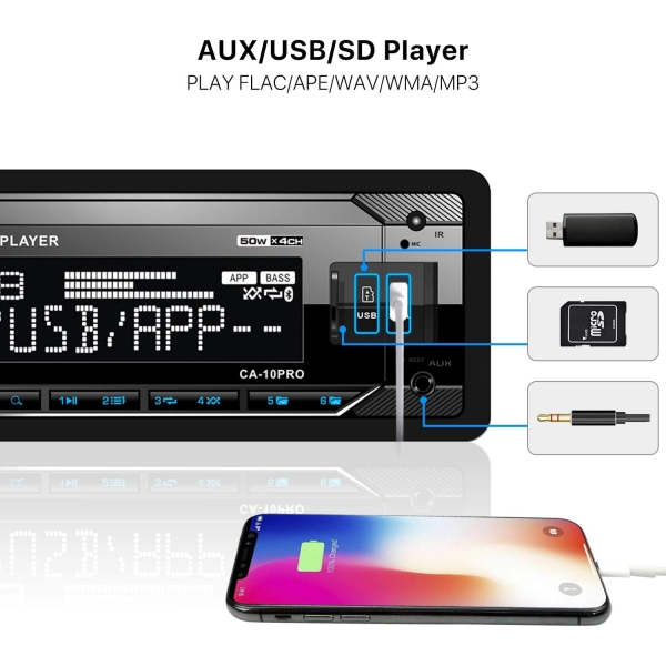 Single Din Bluetooth Car Stereo: Mechless Multimedia Digital Car Audio - Image 3