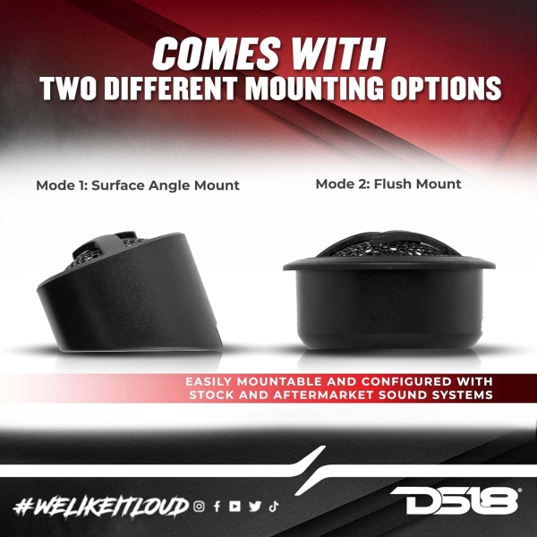 DS18 ZXI-T1 1.7 Inches Pei Dome Car Audio Tweeter with 1" Aluminum Voice Coil - Image 4