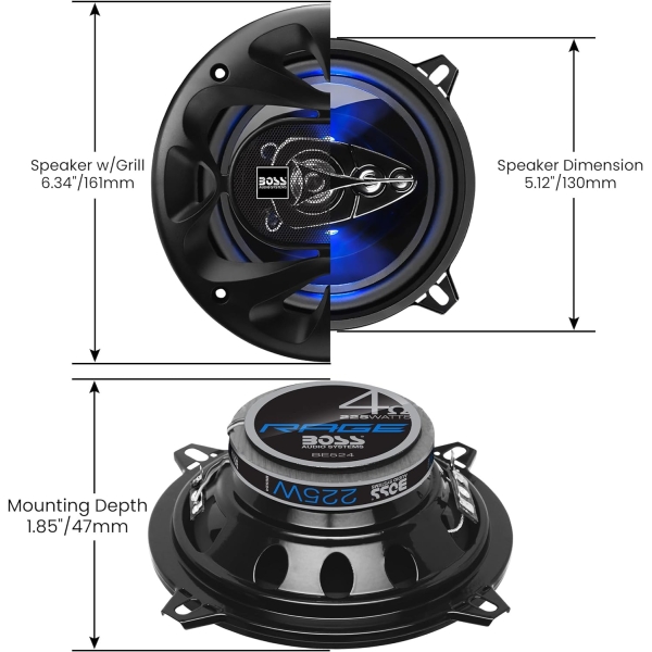 BOSS Audio Systems BE524 Rage Series 5.25 Inch Car Door Speakers - 225 Watts - Image 4