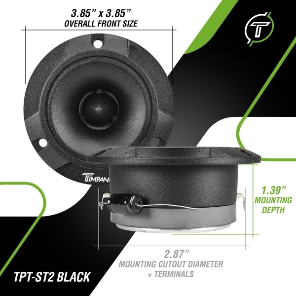 Timpano TPT-ST2 Black Slim Super Tweeter, 600 Watts 4 Ohm, 105 dB, 1 in Voice - Image 4