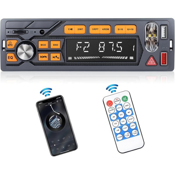 Single Din Bluetooth Car Radio Receiver Car Stereo| Car Audio with Emergency