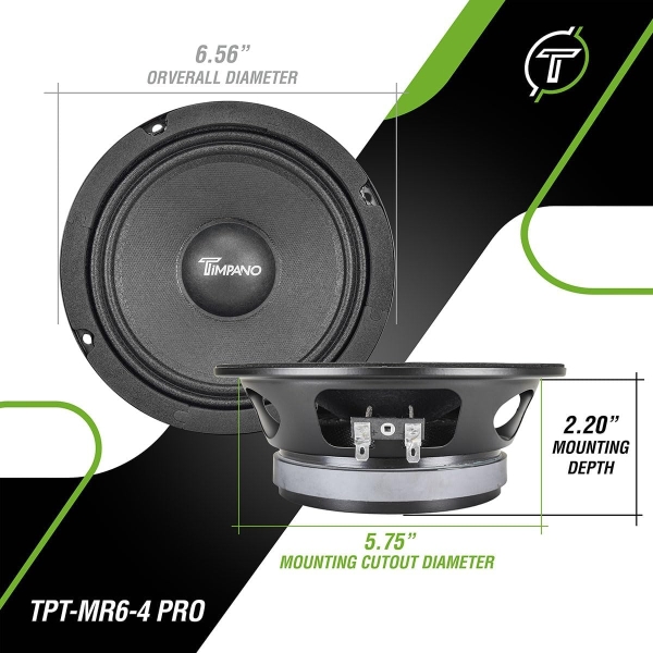 Timpano 6.5 Inch Shallow Midrange Speaker 500 Watts Max Power TPT-MR6-4 PRO - Image 3