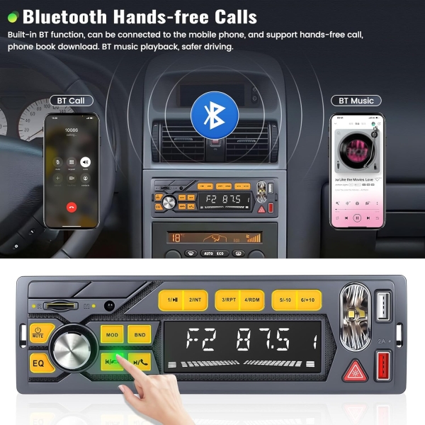 Single Din Bluetooth Car Radio Receiver Car Stereo| Car Audio with Emergency - Image 2