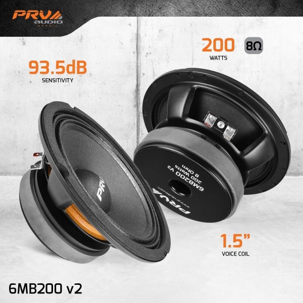 PRV AUDIO 6.5 Inch Midbass Speaker 6MB200 v2 8 Ohm - 200 Watts 93.5 dB 1.5" - Image 2