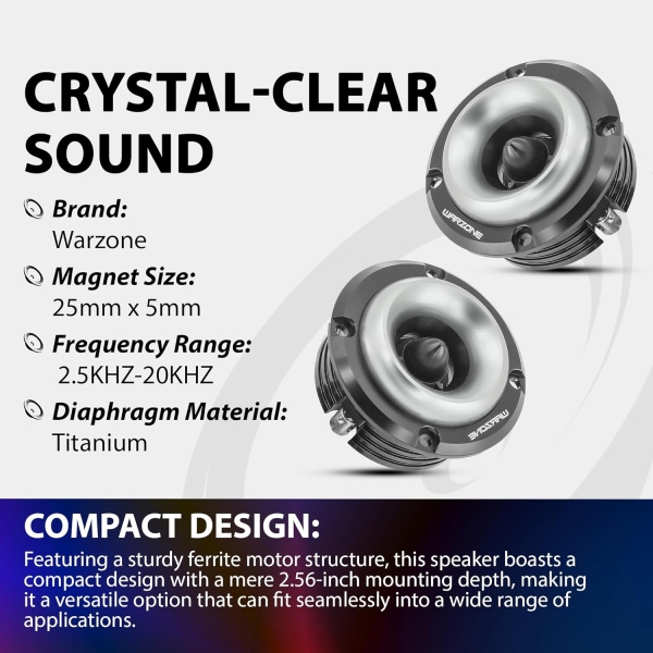 Warzone WZ20TW 2.88-Inch Super Tweeter Speaker, 4 Ohm, 500W Max Power - Image 4