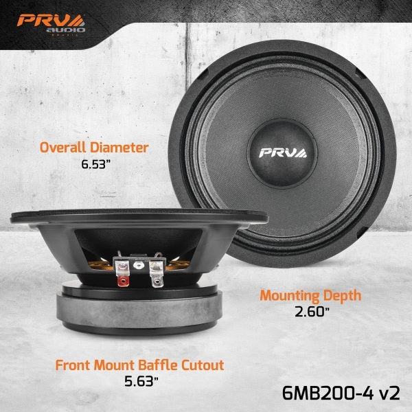 PRV AUDIO 6.5 Midbass Speaker 6MB200-4 v2 4 Ohms - 200 Watts 93.5 dB 1.5" Voice - Image 4