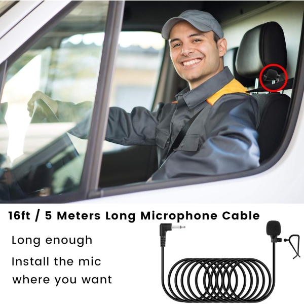 weishan 3.5mm Car Microphone 16ft External Assembly Mic Replacement - Image 2