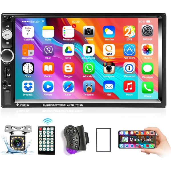 Podofo Double Din Car Stereo Radio with Bluetooth,7 Inch Touchscreen Multimedia