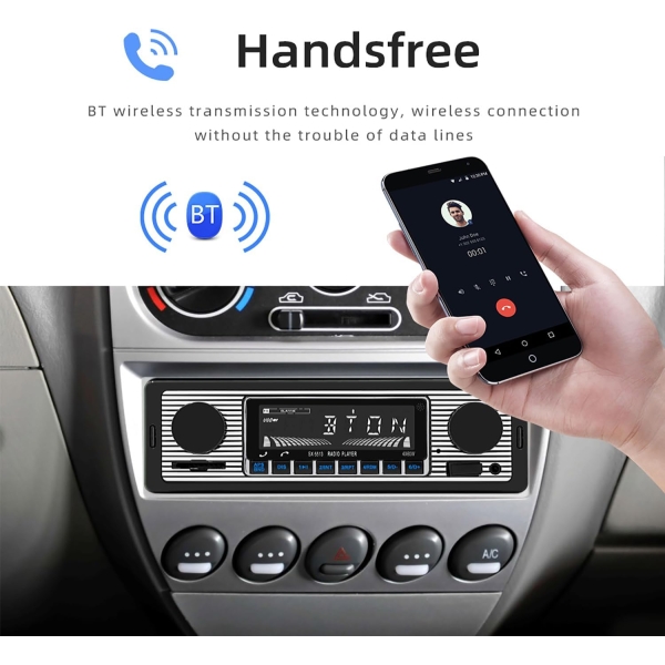 Classic Single Din Car Radio with Bluetooth, Car Stereo FM Radio Receiver, Hands - Image 3