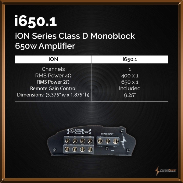 Precision Power i1000.4 650W Class D Full Range 4ch Amplifier,Black & Copper - Image 6