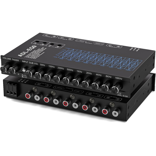 9-Band Car Audio Equalizer, Car Graphic Equalizer EQ W/Front, Rear +Sub Output - Image 7