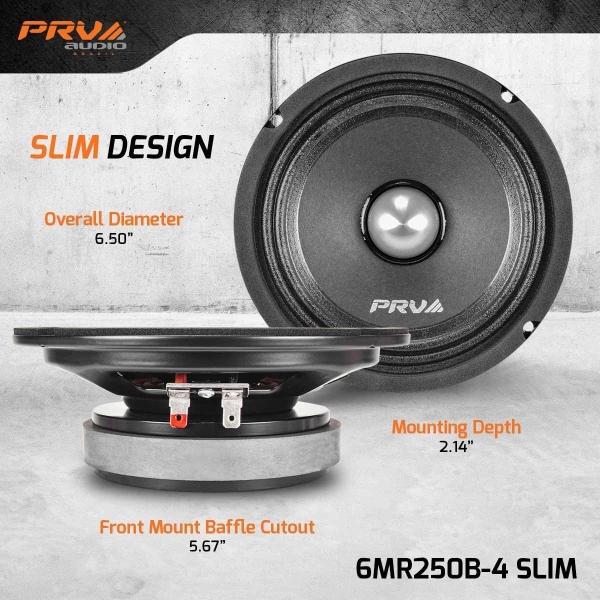 PRV AUDIO 6.5 Inch Shallow Midrange Bullet Speaker 6MR250B-4 Slim, 250 Watts 4 - Image 2