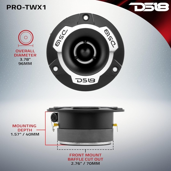 DS18 PRO-TWX1 Super Tweeter in Silver - 1", Aluminum Frame and Diaphragm, 240W - Image 3