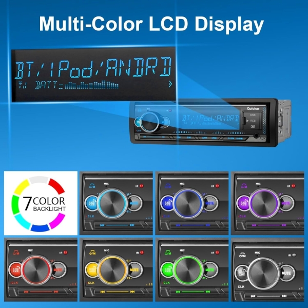 Single DIN Multimedia Car Stereo Radio,7 Character LCD,Bluetooth with Hands Free - Image 5