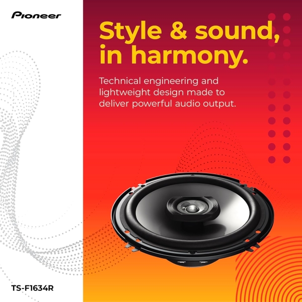 Pioneer TS-F1634R 2-Way Coaxial Car Audio Speakers Full Range 6.5" Round - Image 3