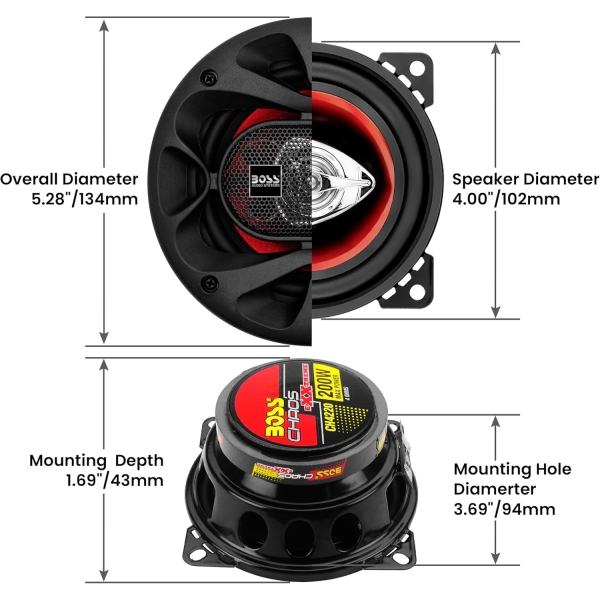 BOSS Audio Systems CH4220 Chaos Series 4 Inch Car Door Speakers - 200 Watts - Image 4