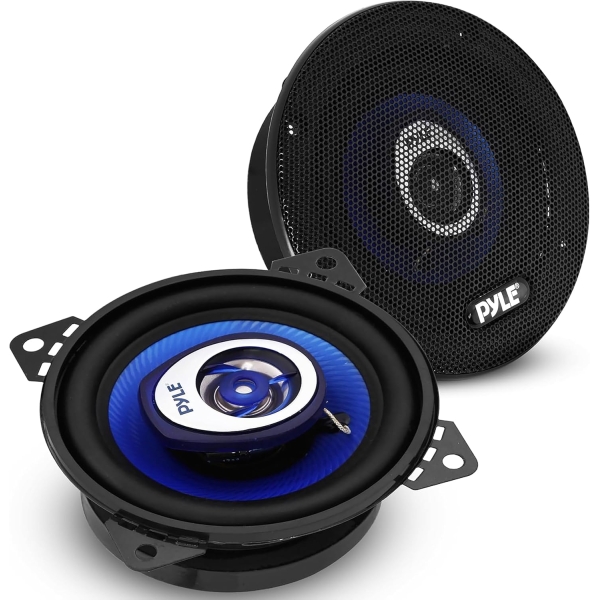 Pyle 4" Car Sound Speaker (Pair) - Upgraded Blue Poly Injection Cone 2-Way