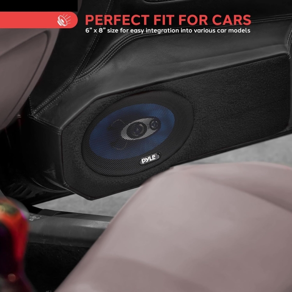 6” x 8” Car Sound Speaker (Pair) - Upgraded Blue Poly Injection Cone 3-Way 360 - Image 4